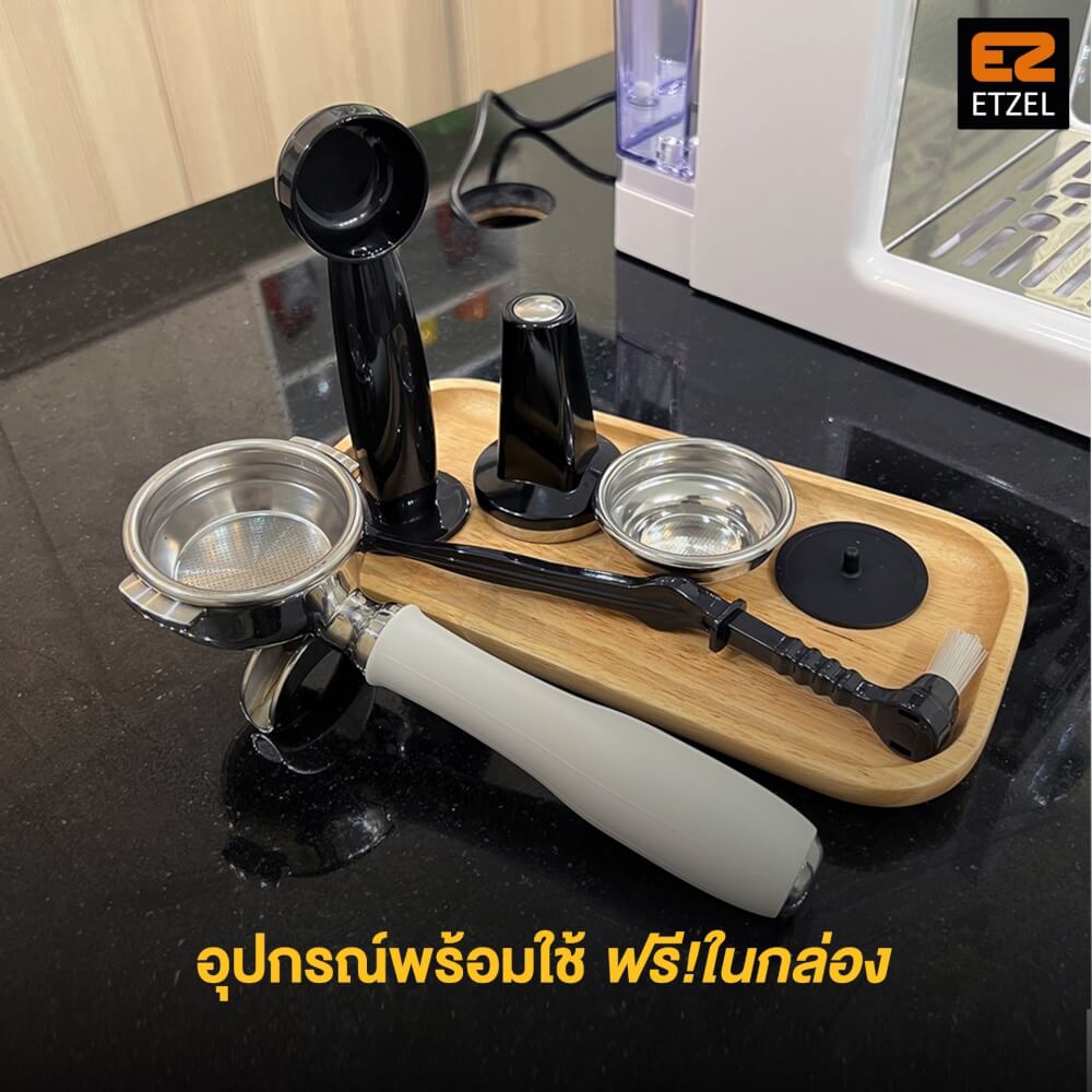 เครื่องชงกาแฟ ETZEL SN610 + เครื่องบด SN016  Single Dose สีขาว เฟืองไทเทเนียม_7